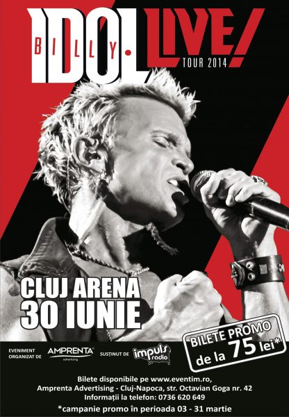 Billy Idol afis presale Cluj